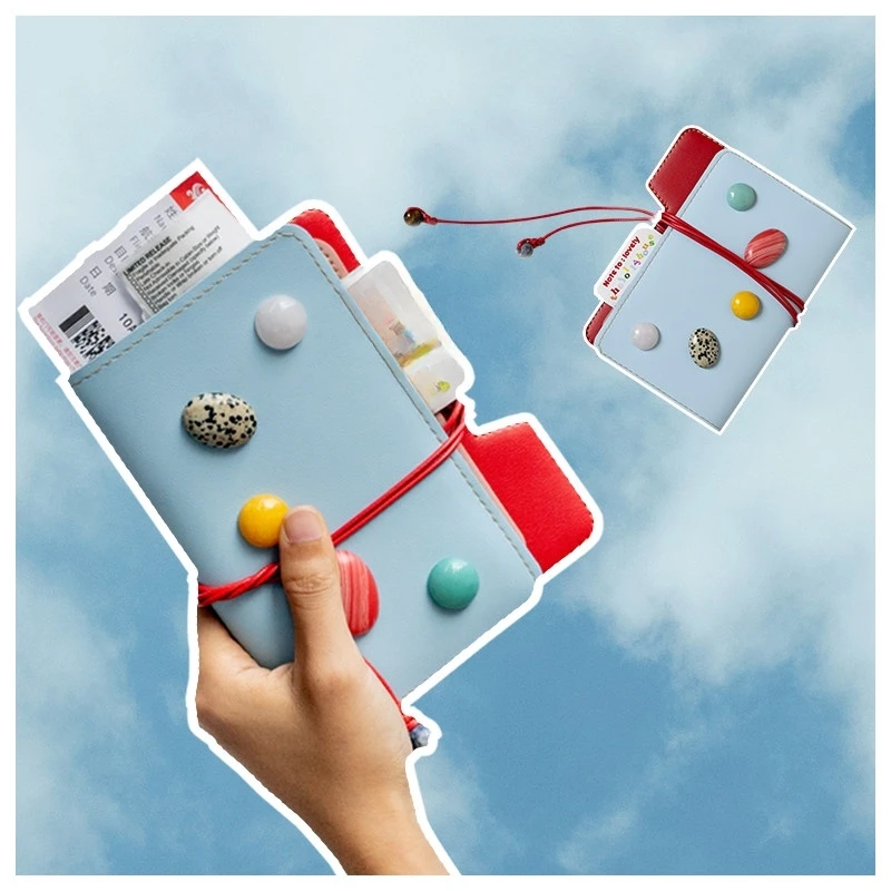 Luxurious PU Leather Passport Clip Anti Theft Travel Gemston Multi functional Portable Boarding Ticket Document Storage Bag