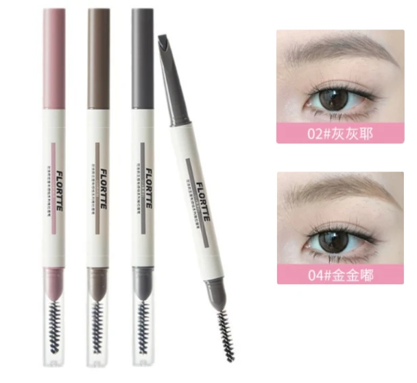 FLORTTE Push‑pull Dual‑Ended Blade Eyebrow Pencil Fine Precise Tip High Pigment Draw Hair‑Like Wild Brow Strokes