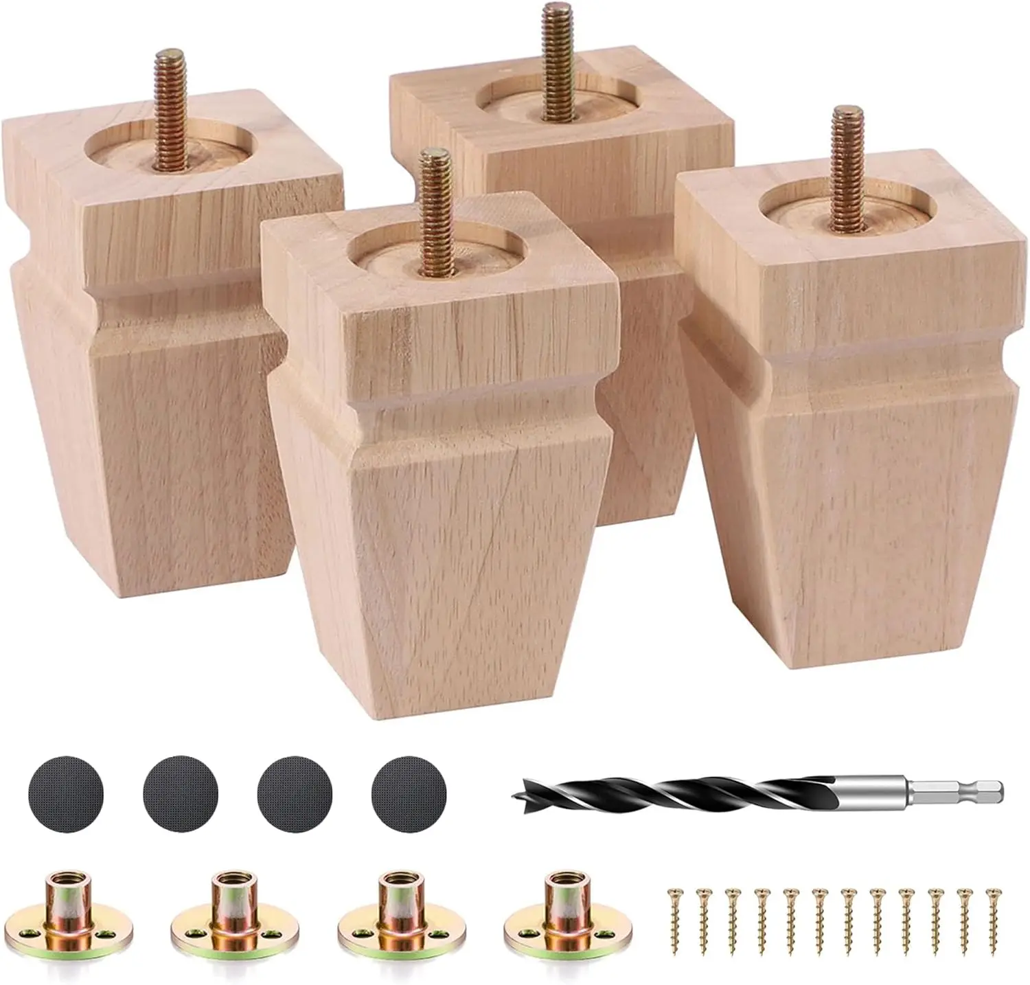 

Необработанные дубовые ножки для дивана - прочные ножки из массива дерева, комплект из 4 штук для дивана, стола, скамьи