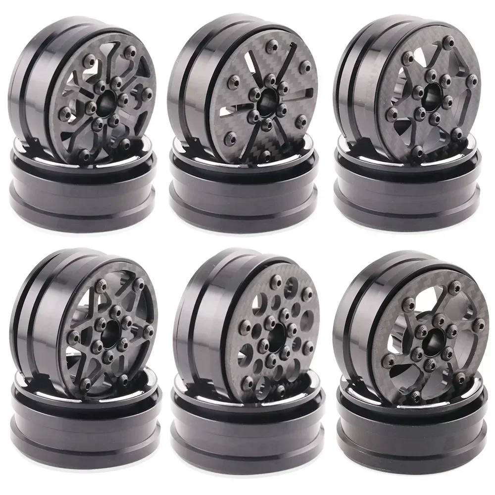 

4Pcs Carbon Fiber 1.9Inch Beadlock Wheel Rim Wheel Hub For 1/10 RC Crawler Car Axial SCX10 TRX4