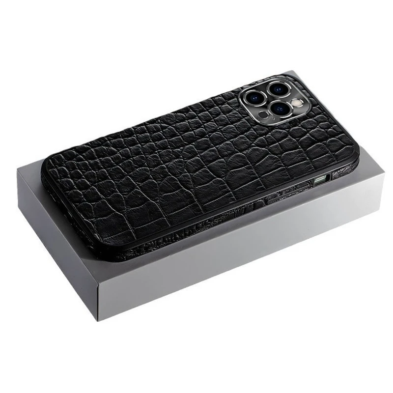

Suitable for Apple 15ProMax mobile phone case, new 14Pro 16 leather frame, natural alligator belly