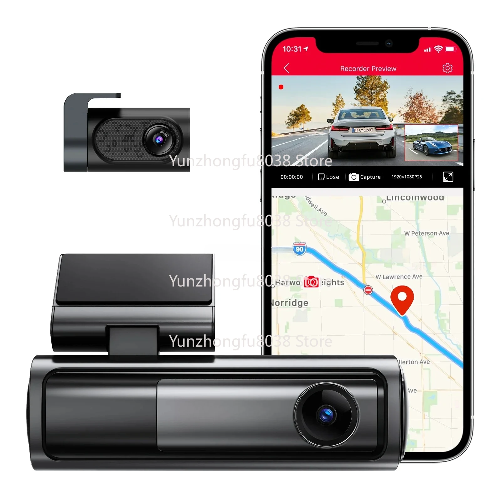 

AM100 Driving Recorder, Mobile Phone Interconnection ADAS Early Warning Parking Monitoring Function GPS Driving Track