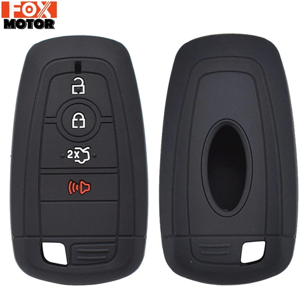 Silicone Remote Key Case For Ford Mustang Fusion Edge Explorer Expedition Key Fob Shell Cover Sleeve 4 Buttons 2017 2018 2019