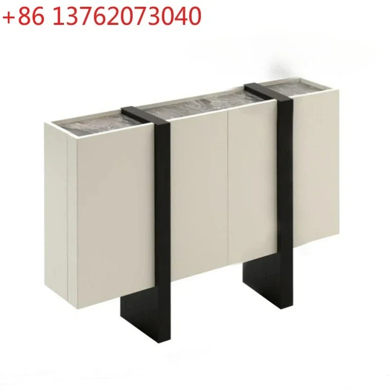 Italian cream style solid wood paint dining side cabinet modern simple entrance cabinet
