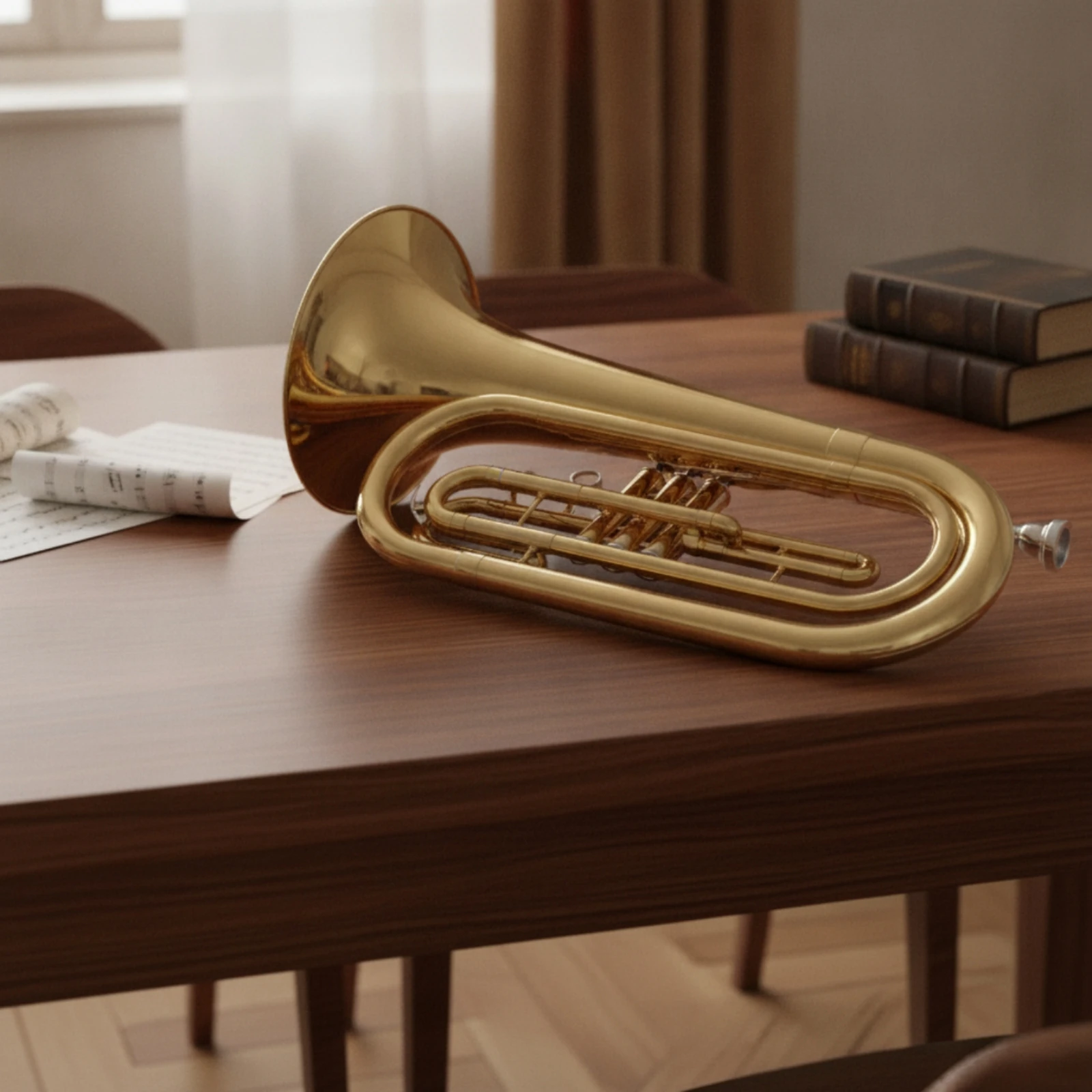 Marching Euphonium Polished Euphonium with Carrying Bag Soft Case with Backpack Straps Long-Lasting Brass Instrument Sturdy