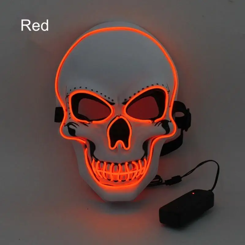 Halloween LED Skull Cosplay Mask Ghost Carnival Costume Supplies Party Scary Skeleton Kids Adult Festival Gift Atmosphere Props