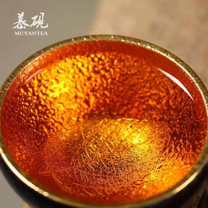 Muta Handmade Wooden Leaf Starry Sky Jianzhan Kiln Change Glaze Master Tianmu Tea Single Tasting Cup Gift