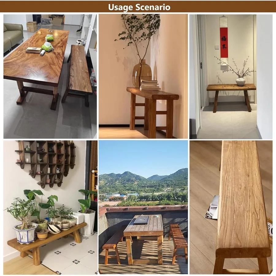 مقعد خشبي نحيف لمدخل المزرعة للاستخدام الداخلي، مقعد تخزين أحذية طويل ضيق مع تصميم متين وقوي، مثالي لـ Din