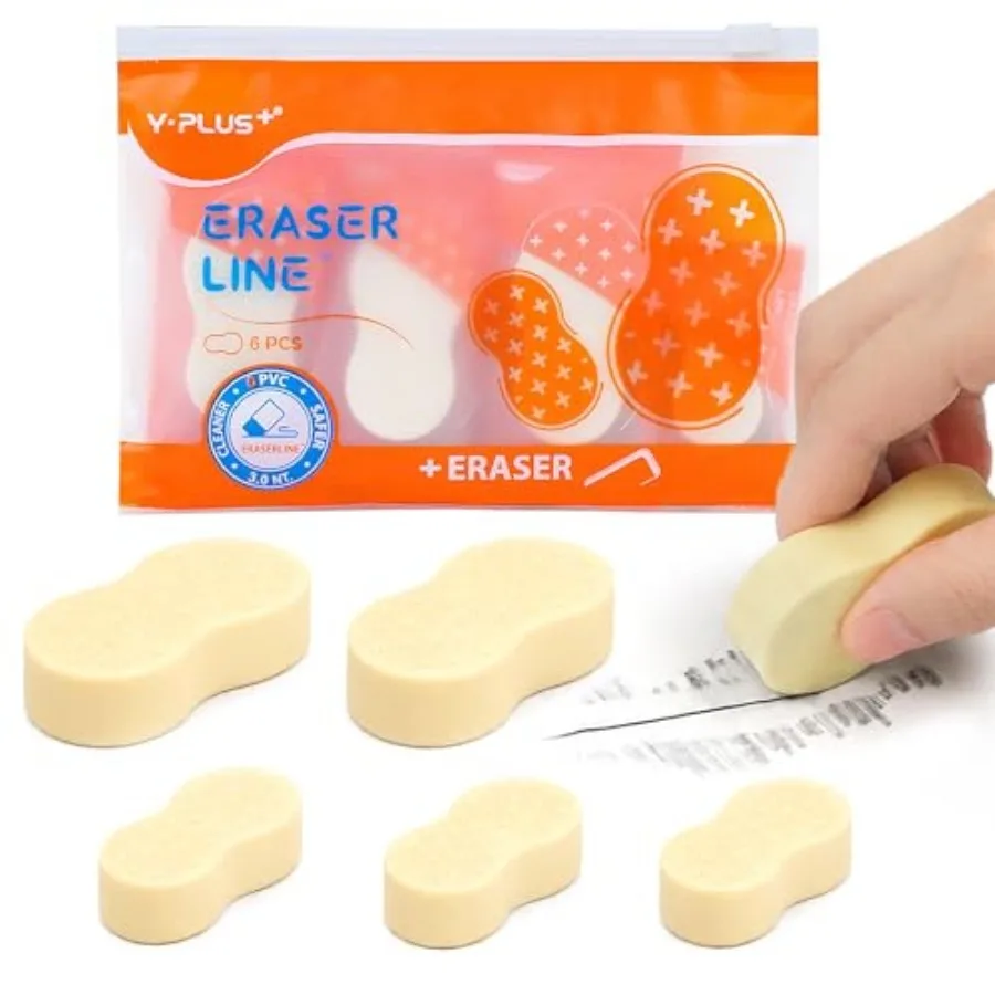 

Eraser Line - Hipolymer Pencil Erasers for School Office, Cute White Rubber Eraser for,Artist No Residues, 6 Pcs Stocking Stuff