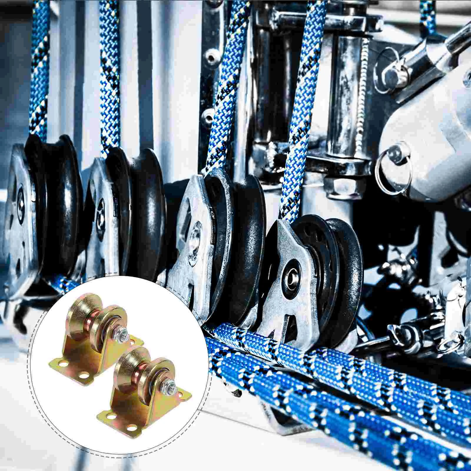2 Pcs Round Group Scroll Wheel V-shaped Track Pulley Iron Wheels Pulleys for Rope