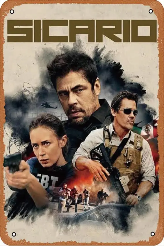 Sicario (2022) Movie Poster Retro Metal Tin Sign Wall Home Wall Art Metal Tin Sign,cave,bar,Club, Metal Tin Sign 8x12 Inches