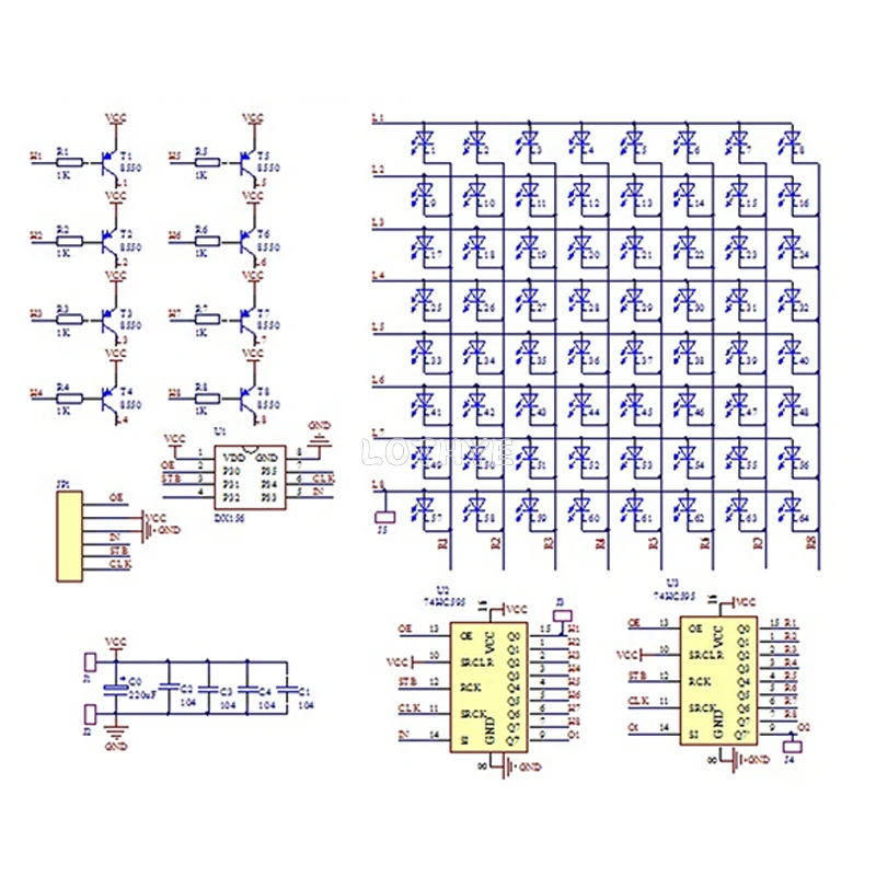 64 LED SMD Dot Matrix Schermo pubblicitario Kit di pratica di saldatura 0-9 Display digitale Divertimento kit elettronico fai da te Pratica di saldatura