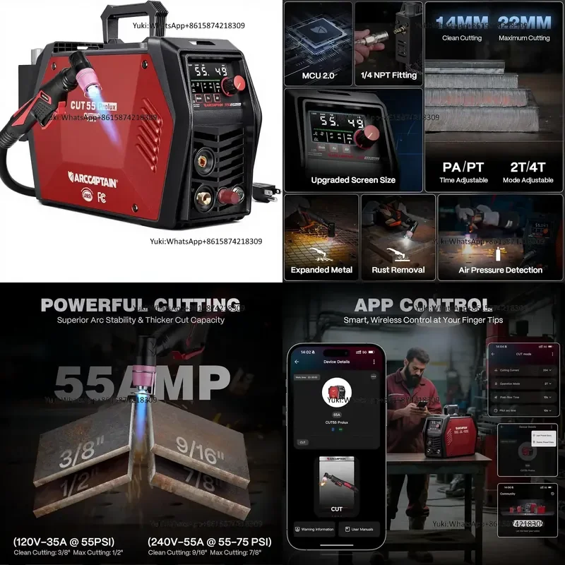 IControl CUT55 Prolux Plasma Cutter Machine APP Control 55Amp Non-Touch Pilot Arc 120V/240V LED Display Metal Rust