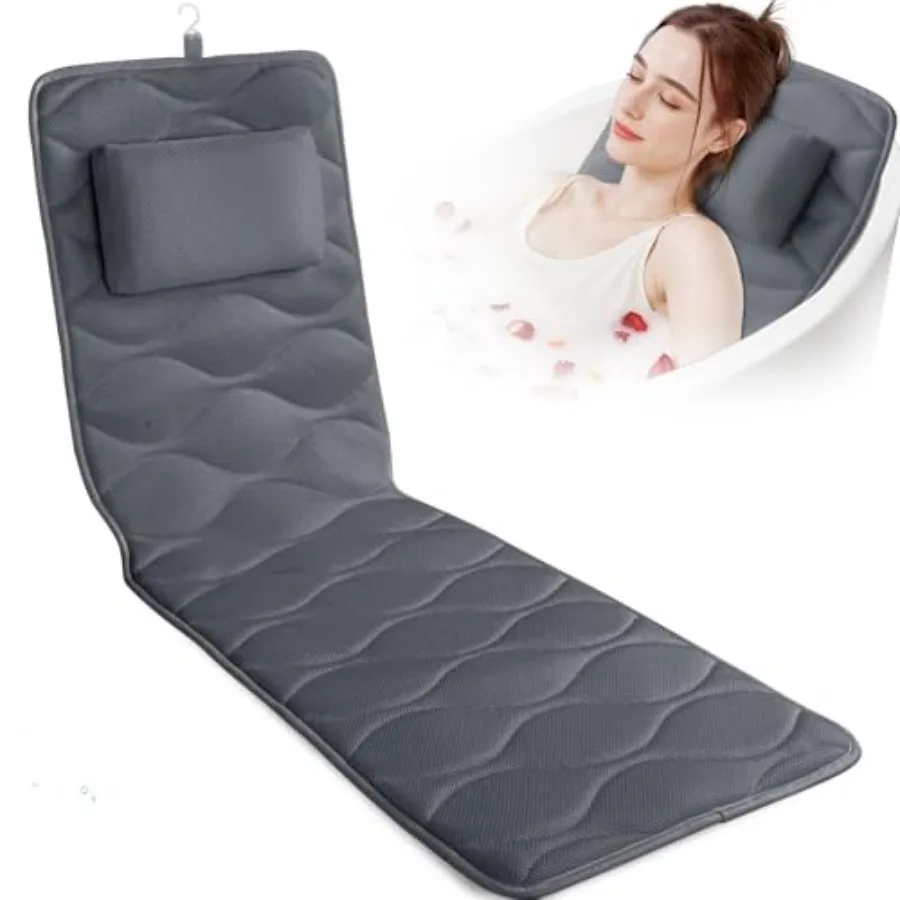 

Bath Pillow for Tub with Laundry Bag and 17 Non-Slip Suction Cups, Extra Thick and Soft Bathtub Pillow for Head, Neck and Shoul