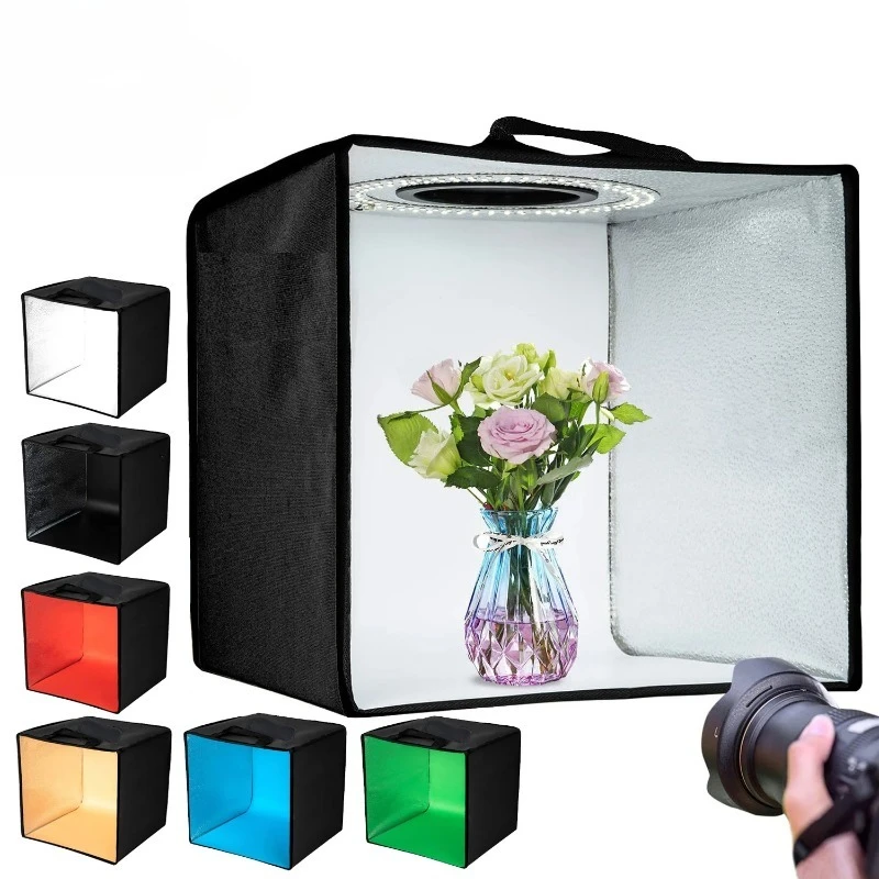30cm 12in Photo Studio Light Box Photography Adjustable Brightness Shooting Tent Kit With 120 LED Lights 6 Backdrops Small Items