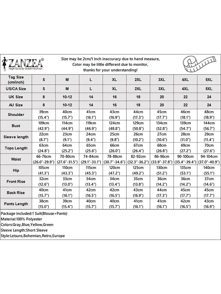 ZANZEA-Ensemble chemisier et pantalon à manches courtes pour femmes, 2 pièces, décontracté, vintage, été 2024