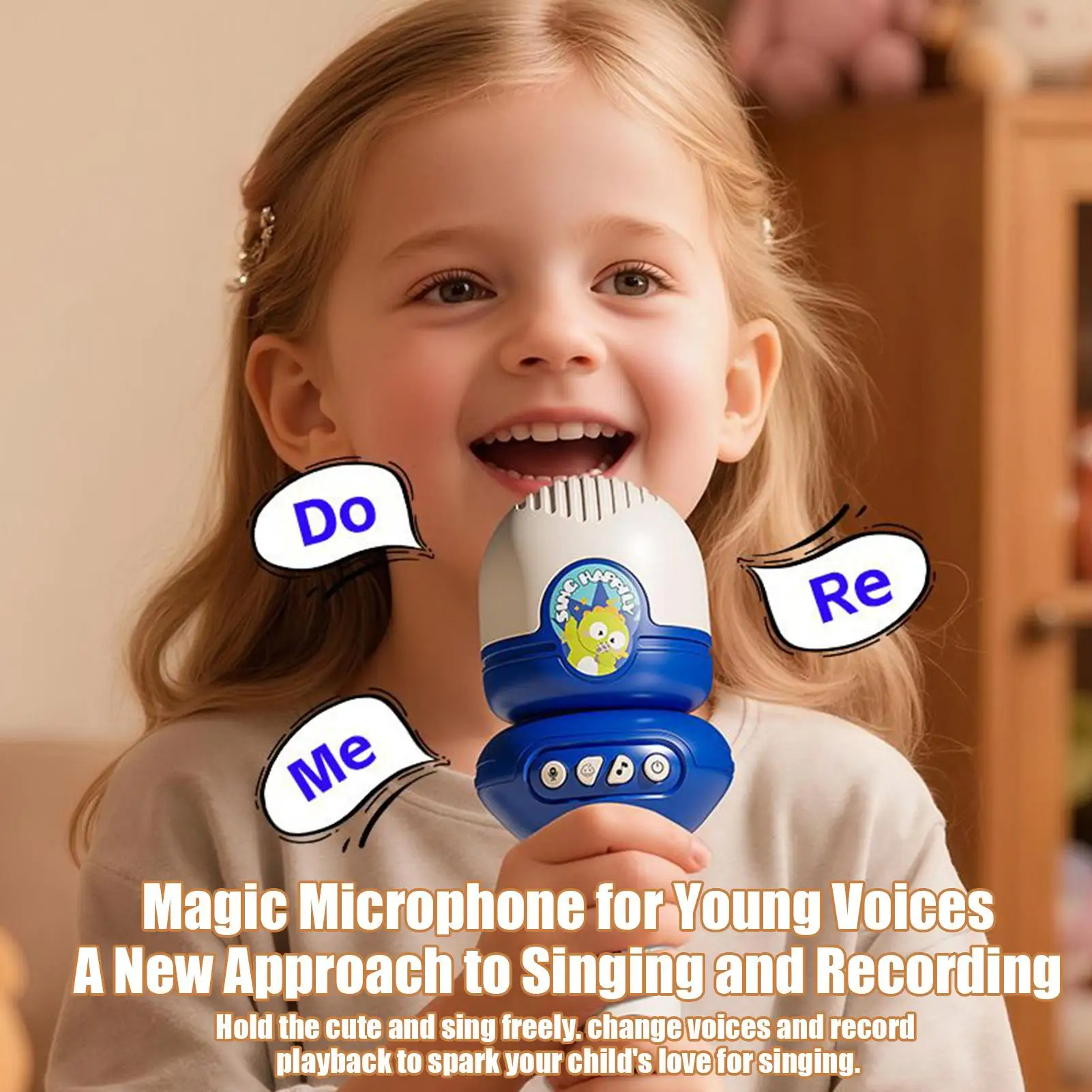 Microfono giocattolo per bambini Microfono con cambio voce per bambini Dispositivo di canto portatile con musica integrata per bambini di 3 anni