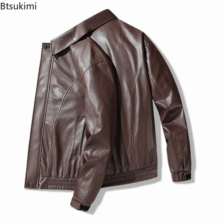 Men's Leather Jacket Vintage American Style High-end Loose-fit Faux Leather Jackets Autumn Winter Luxury Men's Coats Chaquetas