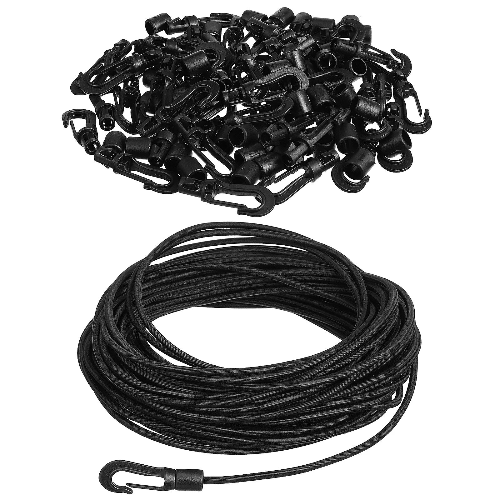 

50pcs Kayak Accessories Elastic Bungee Cord Set For Outdoor Camping Boating Marine Shock Absorption Nylon Rope Hook Stretch Tie