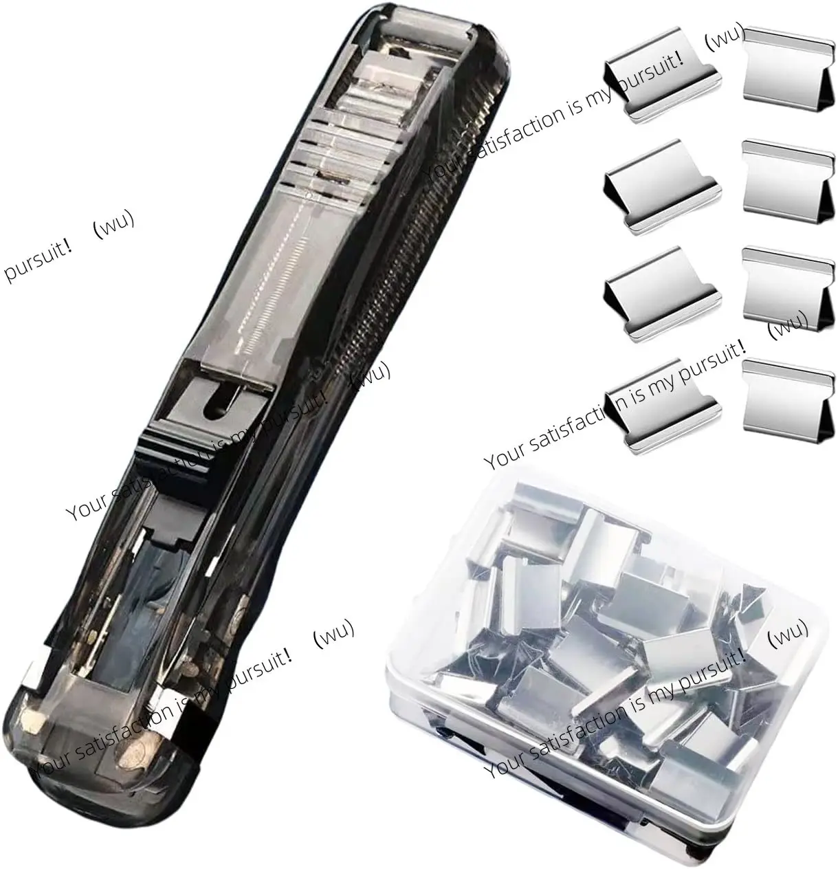 ZOCI-Push Stapler, Binder Clips Paper Clamps Desktop Stapler with 50pcs  Stainless Steel Refill Clips for Office School Supplies