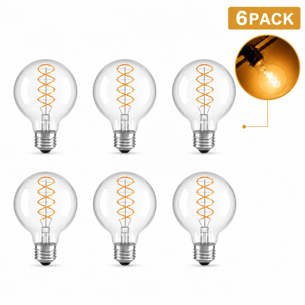 G80 Spiral Filament Edison LED Globe Bulb E27 4W 2700K