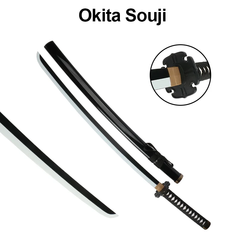 TYPE-MOON Okita Souji Katana 104 cm/41 Zoll Cosplay Chracter Requisiten Weiße und schwarze Klinge Bambus Spielzeugschwerter