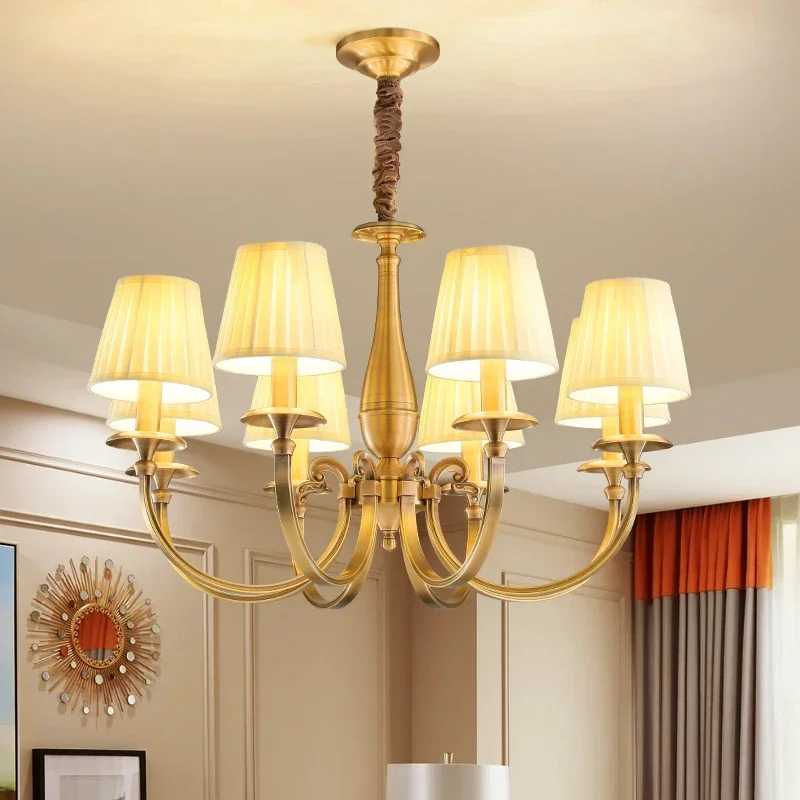 ELZRA lampe suspendue en laiton américain européen luxueux salon salle à manger chambre Villa hôtel échantillon chambre lustre