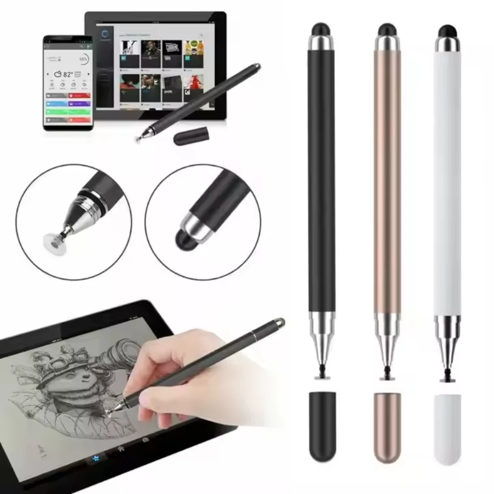 Capacitivo Touch Screen Desenho Tablet Pen, Caneta Stylus para iPhone, iPad, Samsung, Telefone Android, 2 em 1