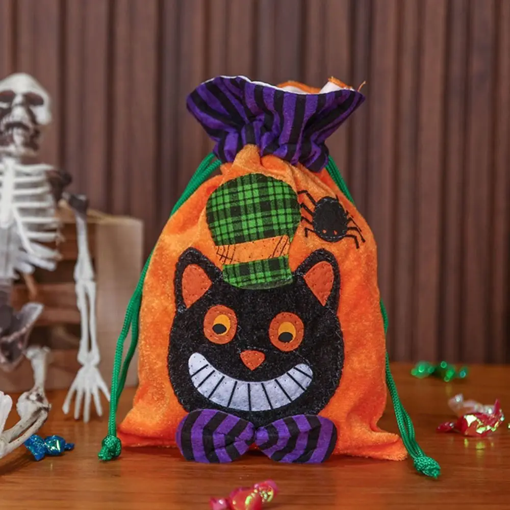 Cubo de almacenamiento para Halloween, bolsa con cordón para dulces, no tejida, para regalos, truco o trato, con cuerda, calabaza, Festival