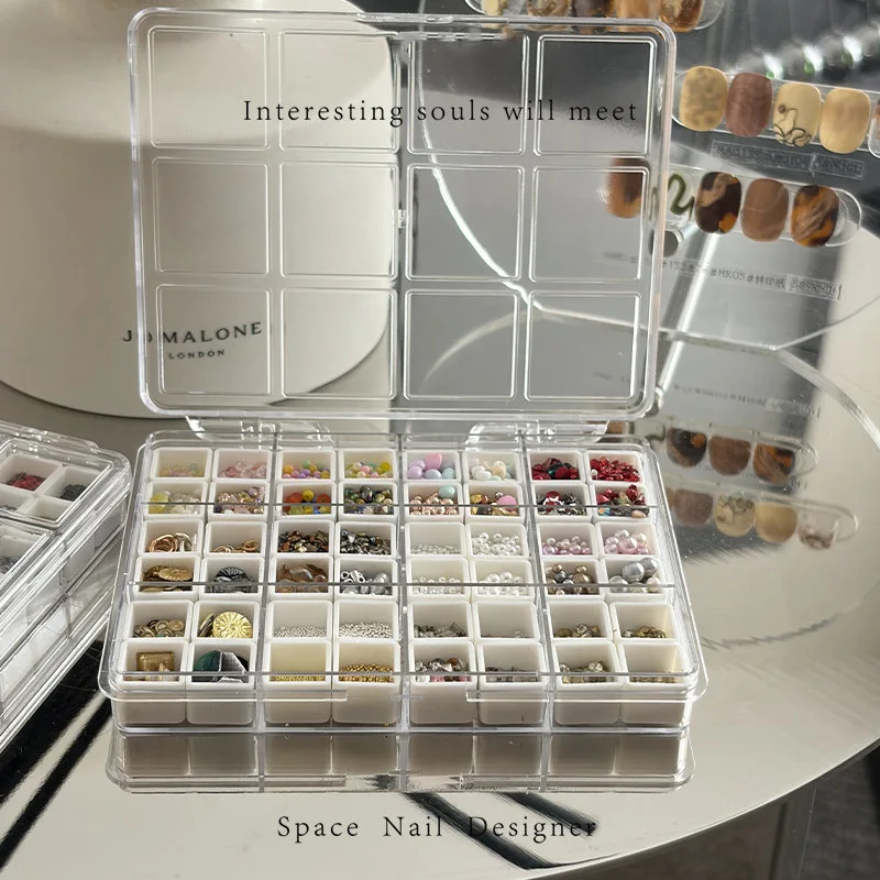 48 Grid Transparent Mini Storage Box Compartment Jewelry Nail Art Organizer Anti Mixing Desktop Storage Earring Beads Glitter
