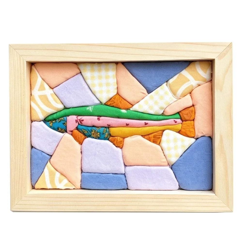 Handmade Fabric Mosaics Kit Cut Cloth No-Sew Design Kinusaiga Fabric Art Kit Premium Fabric Multi-Theme Kinusaiga Fabric Art