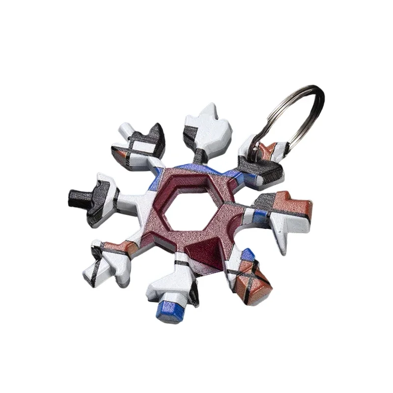 Portatile 18 In 1 Mini fiocco di neve Multi tasca strumento chiave chiave esagonale campo multiuso sopravvivere escursione all'aperto portachiavi portachiavi