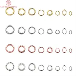 (3622) 50PCS 24K Gold Color Real Silver Color Plated Brass Jump Rings Split Rings Jewelry Finding Earrings Accessories Wholesale