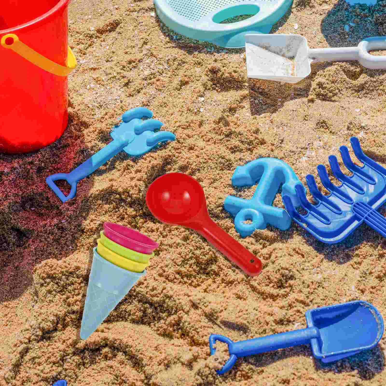 5 Pcs Ice Cream Cone Scoop Toys Plastic Kids Beach Sandbox Outdoor Play Set Easy Grab Small Hands Promote Motor Skills