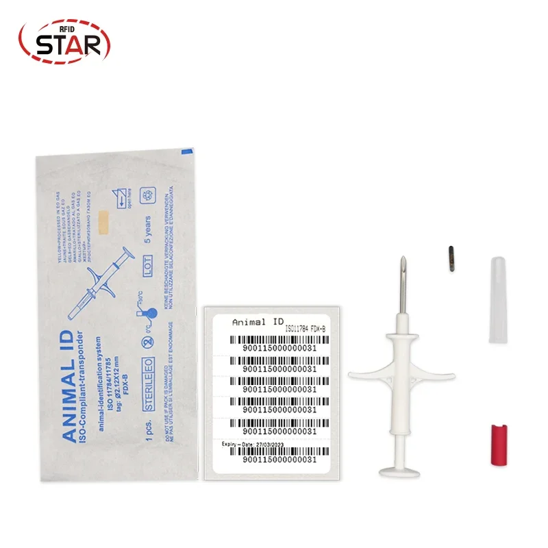 (10 قطعة/الوحدة) 2.12*12 ملليمتر 134.2 كيلو هرتز رقاقة زجاجية تتفاعل لتحديد الحيوانات الأليفة رقاقة حقن البلاستيك حقنة البقرة خنزير الحصان