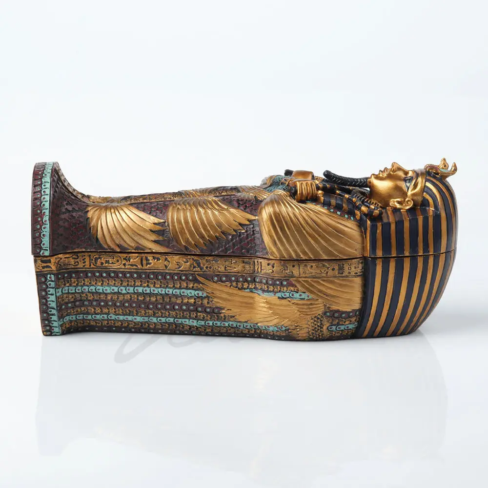 Ancient Egyptian Pharaoh Sarcophagus with Mummy Resin Figurine Home Decoration Collectible Art Ornament Retro Egypt Style Craft