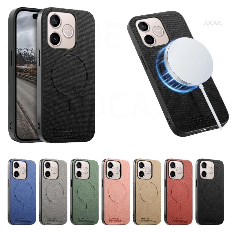 Fabric Texture Leather Magnetic Case For Honor 600 Lite For Magsafe Wireless Charger Phone Cover for Honor 400 Smart 400Lite