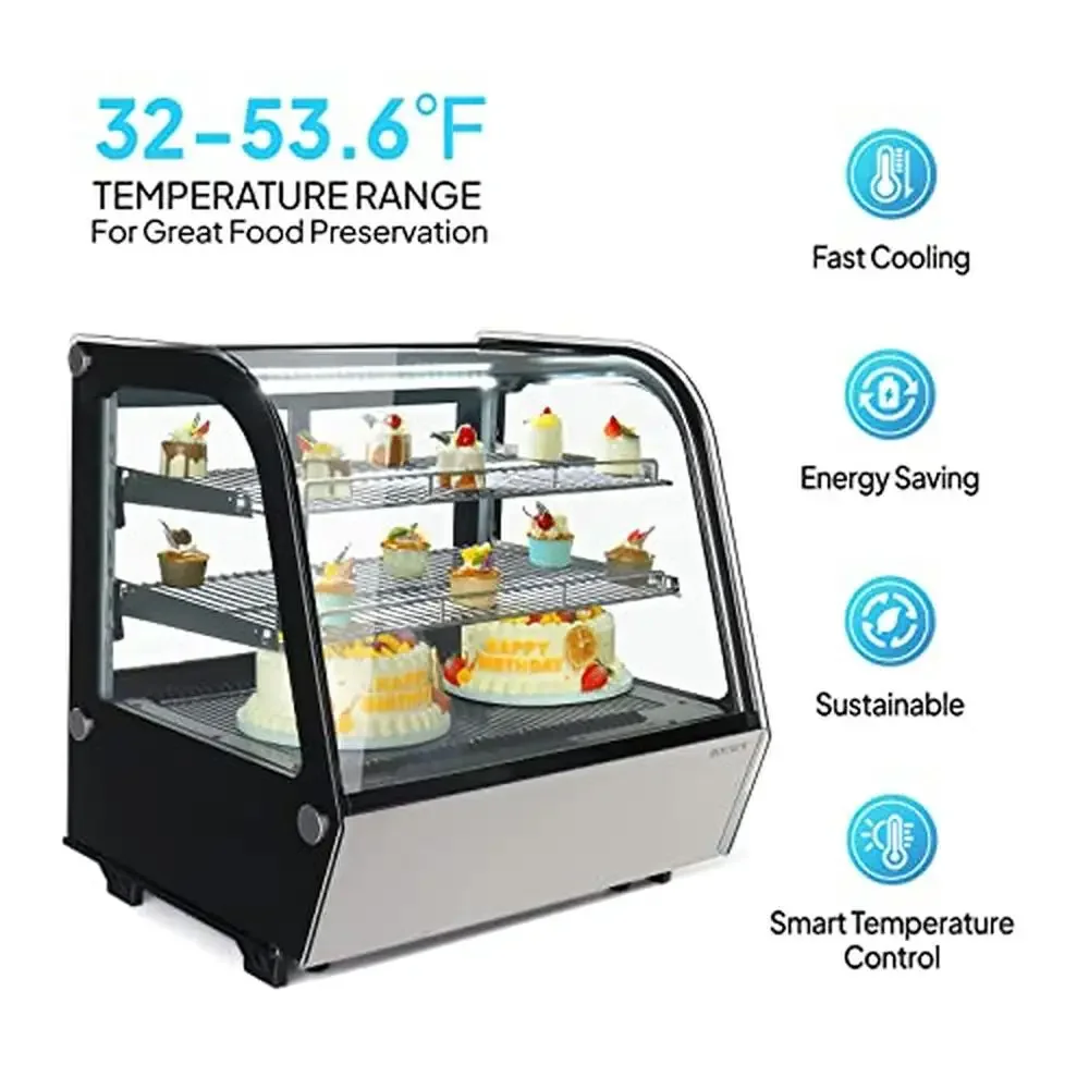 Commercial Countertop Display Refrigerator with LED Lighting NSF ETL Certified 4.2 Cu.Ft Refrigerated Case Ideal Cafes Bakeries