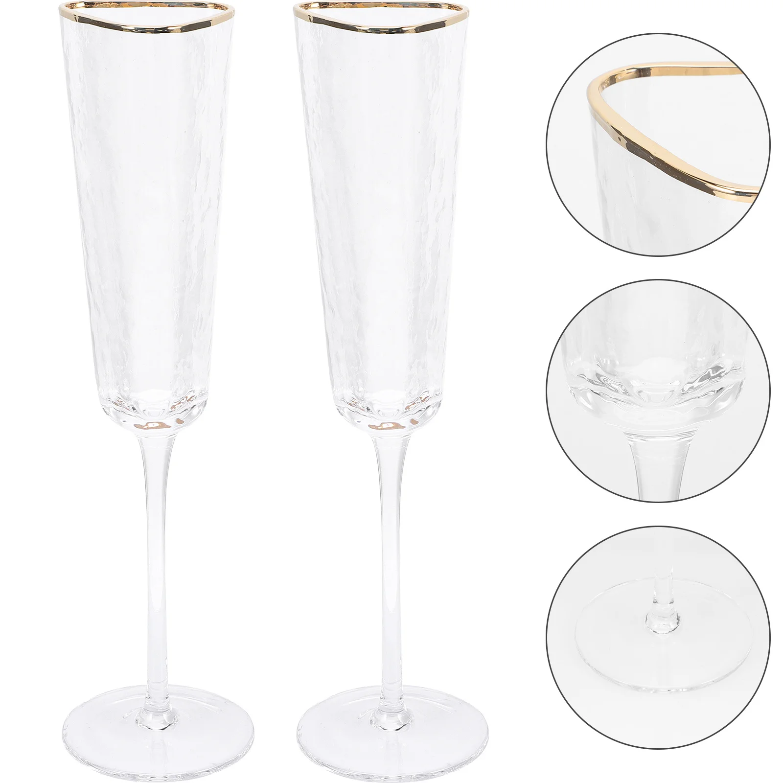 

2Pcs Flutes Clear Crystal Wine Glasses for Wedding Toasting Bride Groom Party Festival Bar Restaurant Use
