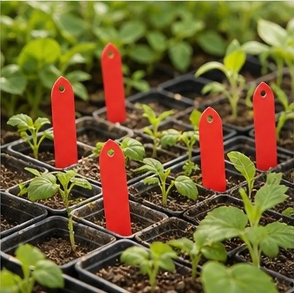 100Pcs Garden Plant Labels Punched Plastic Waterproof Sunproof Reusable Plant Markers Flower Herb Identification Outdoor Nursery