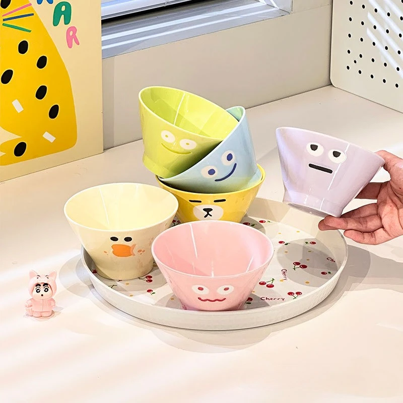 Ceramic Rice Bowl High Appearance Level Kitchen Cute High Foot Tableware Home Anti Scalding Eating Hat Bowl Cartoon Salad Bowls