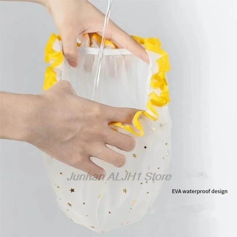 Waterproof Double-Layer Shower Cap Starry Sky Design Fashion Reusable Bathing Hat Kitchen Oil-proof Sanitary Hat image 5