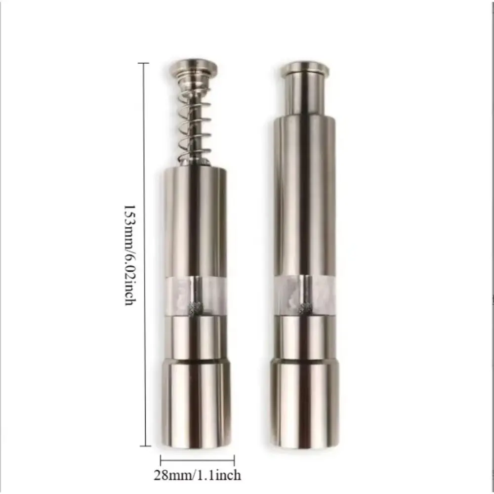 Stainless Steel Salt Grinder Thumb Push Button Hand Operation Spice Grinder Efficient Grinding Portable Design Pepper Grinder