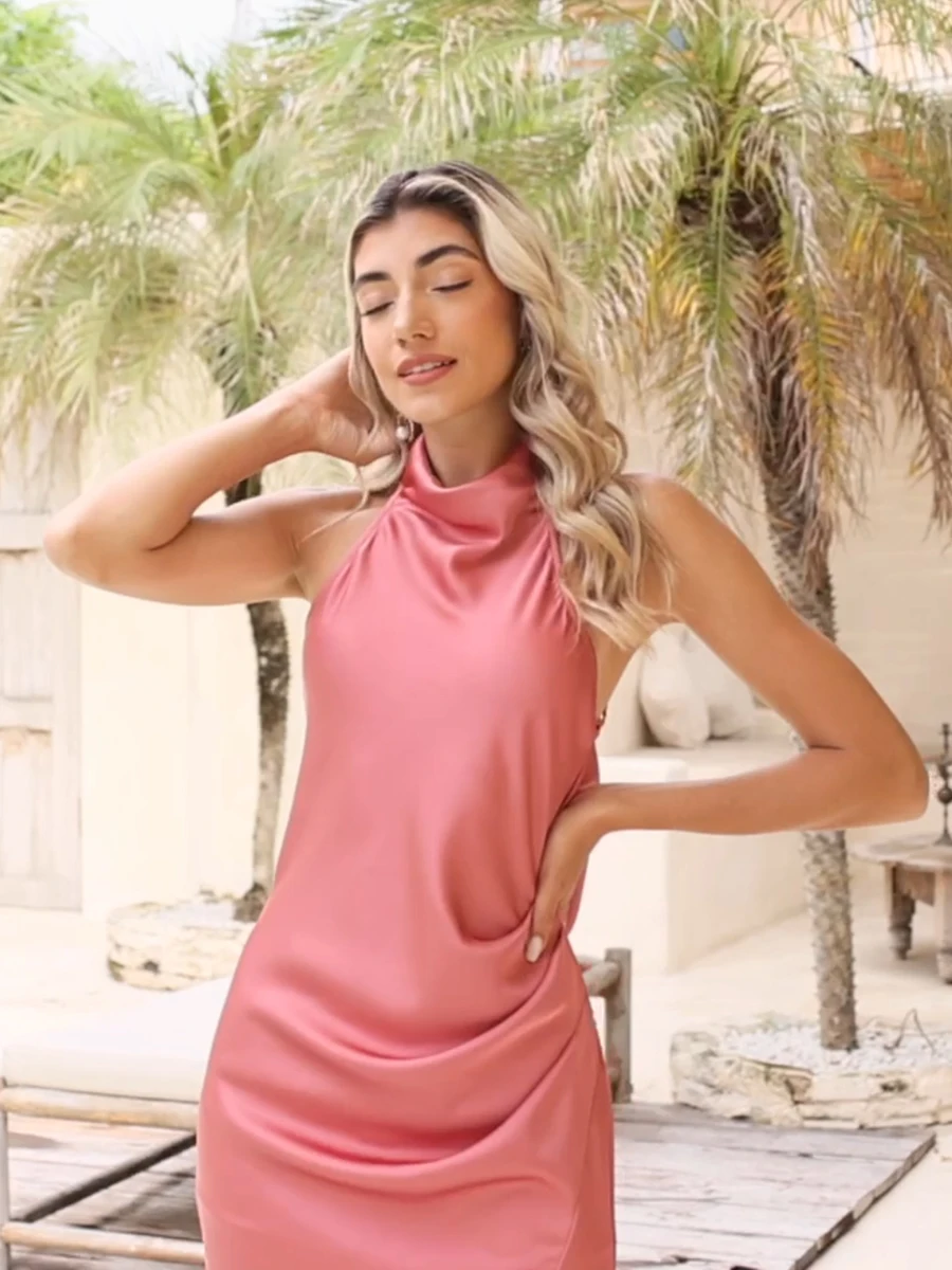 Rosa Abendkleider für Frauen, sexy, rückenfrei, elegant, Party, Sommer, langes Seidensatin-Kleid, 2025, neue Mode, Hochzeitsgast-Kleidung