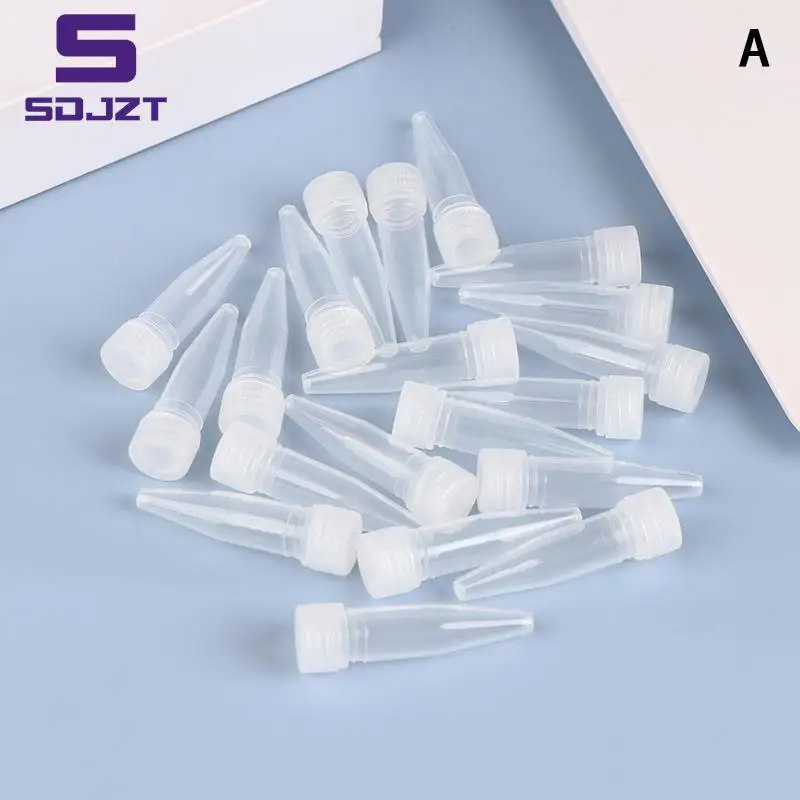 20pcs 1.5/1.8ml PP Lab Analysis Freezing Tubes Graduation Centrifuge Tube Volume Vials Bottles With Blocking Cap Screw Cap