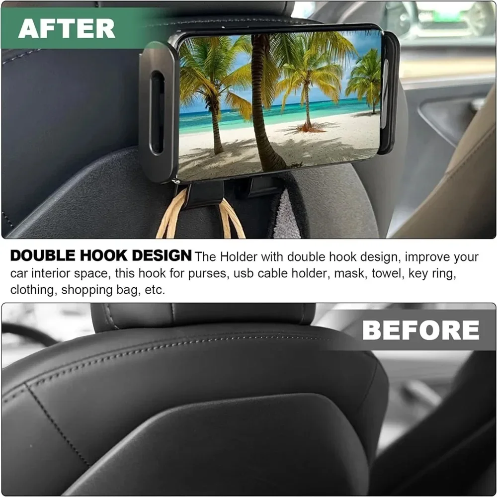 Back Seat Phone Holder for Tesla Model 3 Y Hook 360 Degree Rotate Stand Auto Headrest Bracket for Tablet PC IPad Mini Support