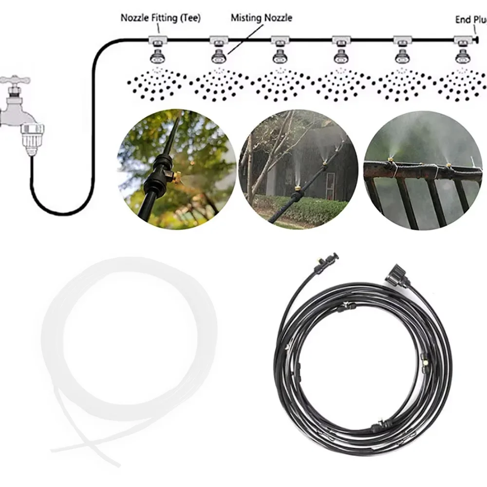 6m Outdoor Cooling Patio Misting System Fan Cooler Water Mist Garden Hose Spray Kit Fog Misting System Irrigation Sprinkler