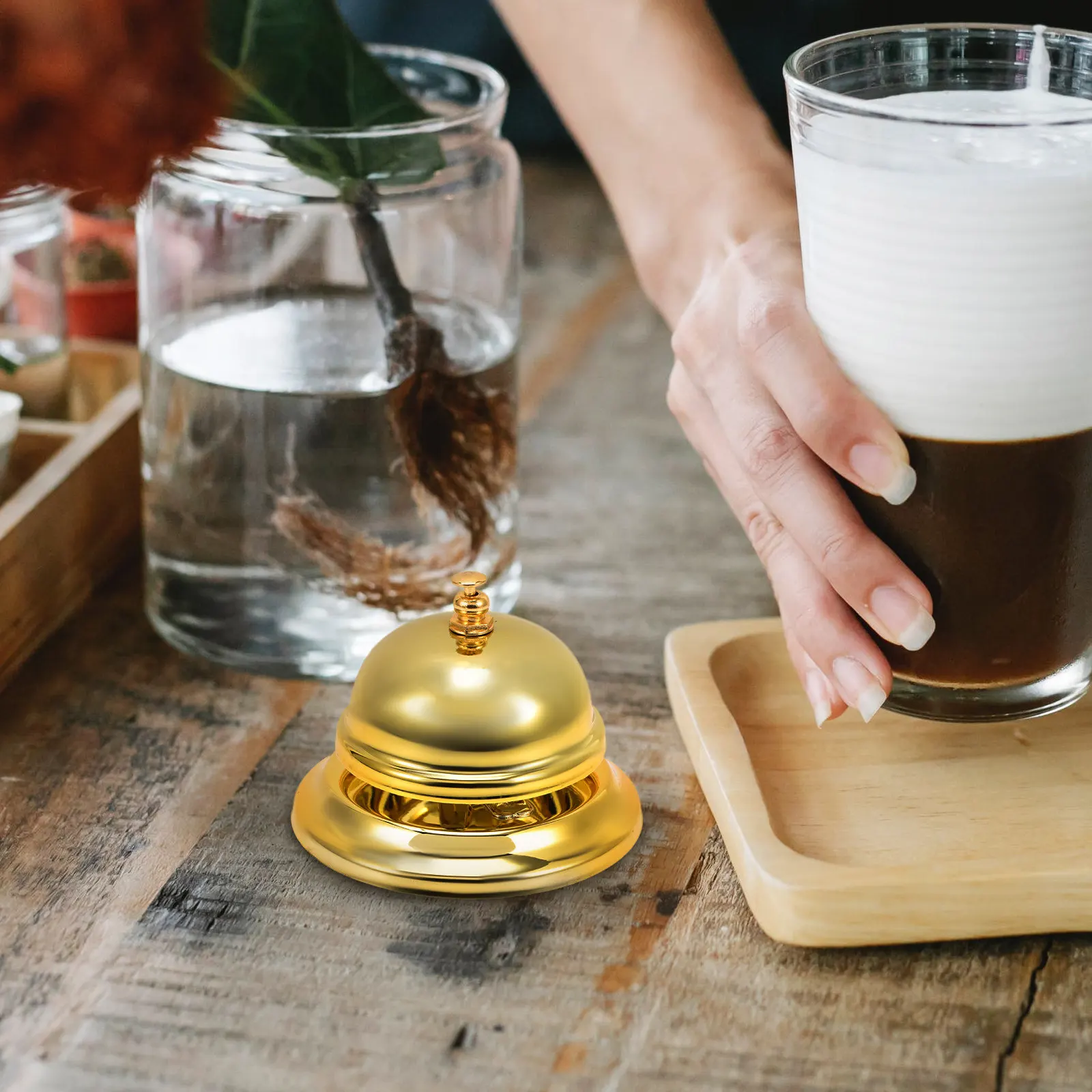 Sturdy Metal Service Bell Hand Pressed Loud Ringing Alloy Call Bell for Restaurant Bar Hotel Coffee Bar Game Begin Musical