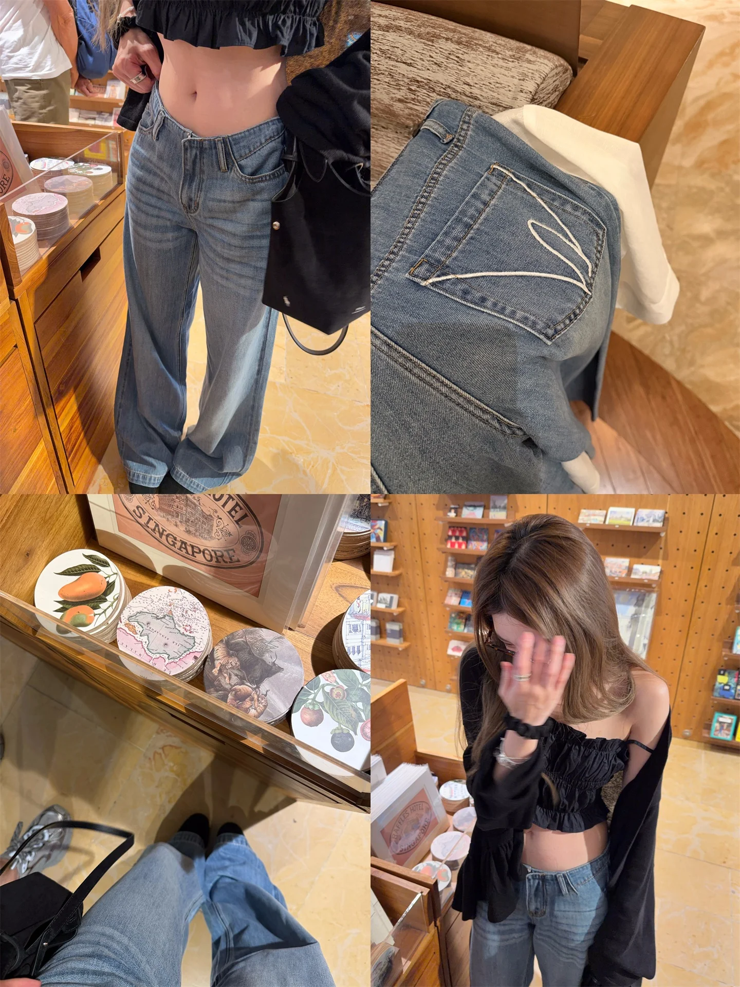 

Low Waist Wide Leg Jeans Women's Casual Style Blue Denim Skinnies by Tannin Summer Slim Fit Jeans -Eared No Waist Head