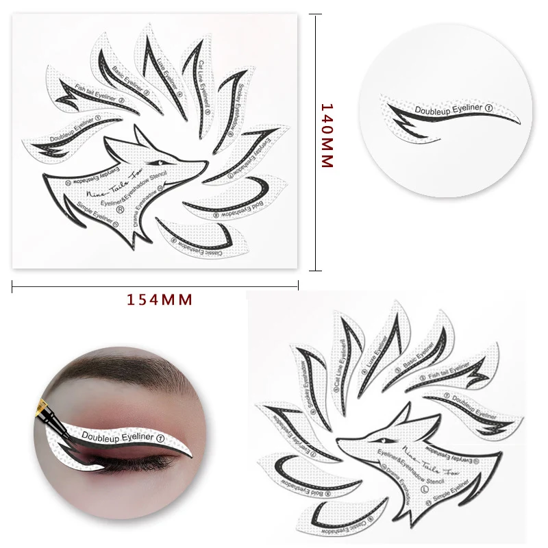12 adesivi/PC Eyeliner ombretto volpe a nove code benda sull'occhio modelli di ombretti modello modellatura stencil occhi strumenti di ausilio per il trucco